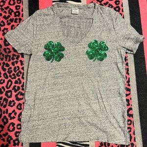 PINK Victoria’s Secret 4 leaf clover shirt